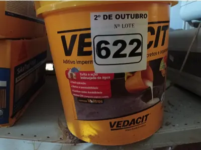 LOTE 622 - 01 BALDE DE VEDACIT, ADITIVO IMPERMEABILIZANTE PARA CONCRETOS E ARGAMASSAS 18L. (NO ESTADO) ATENÇÃO! FAZER A VISITAÇÃO ANTES DE ARREMATAR, NÃO SABEMOS SE FUNCIONA. LEILÃO NÃO TEM GARANTIA E NEM DEVOLUÇÃO, SUJEITO A POSSÍVEIS AVARIAS VISÍVEIS/OCULTAS E/OU AUSÊNCIA DE COMPONENTES.