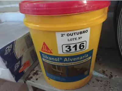 LOTE 316 - 01 BALDE DE SIKANOL ALVENARIA, ADITIVO PLASTIFICANTE PARA ARGAMASSA DE ASSENTAMENTO E REBOCO. (NO ESTADO) ATENÇÃO! FAZER A VISITAÇÃO ANTES DE ARREMATAR, NÃO SABEMOS SE FUNCIONA. LEILÃO NÃO TEM GARANTIA E NEM DEVOLUÇÃO, SUJEITO A POSSÍVEIS AVARIAS VISÍVEIS/OCULTAS E/OU AUSÊNCIA DE COMPONENTES.