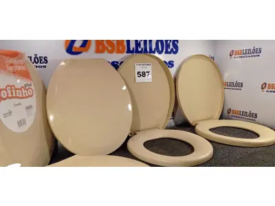 LOTE 587 - 05 ASSENTOS PARA VASO SANITÁRIO. (NO ESTADO) ATENÇÃO! FAZER A VISITAÇÃO ANTES DE ARREMATAR, NÃO SABEMOS SE FUNCIONA. LEILÃO NÃO TEM GARANTIA E NEM DEVOLUÇÃO, SUJEITO A POSSÍVEIS AVARIAS VISÍVEIS/OCULTAS E/OU AUSÊNCIA DE COMPONENTES.