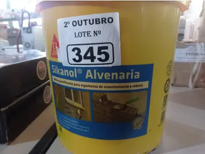 LOTE 345 - 01 BALDE DE SIKANOL ALVENARIA, ADITIVO PLASTIFICANTE PARA ARGAMASSA DE ASSENTAMENTO E REBOCO. (NO ESTADO) ATENÇÃO! FAZER A VISITAÇÃO ANTES DE ARREMATAR, NÃO SABEMOS SE FUNCIONA. LEILÃO NÃO TEM GARANTIA E NEM DEVOLUÇÃO, SUJEITO A POSSÍVEIS AVARIAS VISÍVEIS/OCULTAS E/OU AUSÊNCIA DE COMPONENTES.