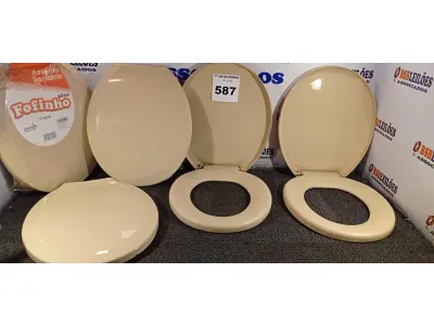 LOTE 587 - 05 ASSENTOS PARA VASO SANITÁRIO. (NO ESTADO) ATENÇÃO! FAZER A VISITAÇÃO ANTES DE ARREMATAR, NÃO SABEMOS SE FUNCIONA. LEILÃO NÃO TEM GARANTIA E NEM DEVOLUÇÃO, SUJEITO A POSSÍVEIS AVARIAS VISÍVEIS/OCULTAS E/OU AUSÊNCIA DE COMPONENTES.