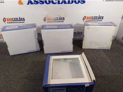 LOTE 296 - 04 LUMINÁRIAS DE EMBUTIR MARCAS EDIBRAZ. (NO ESTADO) ATENÇÃO! FAZER A VISITAÇÃO ANTES DE ARREMATAR, NÃO SABEMOS SE FUNCIONA. LEILÃO NÃO TEM GARANTIA E NEM DEVOLUÇÃO, SUJEITO A POSSÍVEIS AVARIAS VISÍVEIS/OCULTAS E/OU AUSÊNCIA DE COMPONENTES.