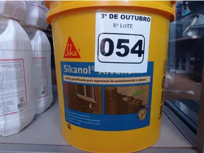 LOTE 054 - 01 BALDE DE SIKANOL ALVENARIA, ADITIVO PLASTIFICANTE PARA ARGAMASSA DE ASSENTAMENTO E REBOCO. (NO ESTADO) ATENÇÃO! FAZER A VISITAÇÃO ANTES DE ARREMATAR, NÃO SABEMOS SE FUNCIONA. LEILÃO NÃO TEM GARANTIA E NEM DEVOLUÇÃO, SUJEITO A POSSÍVEIS AVARIAS VISÍVEIS/OCULTAS E/OU AUSÊNCIA DE COMPONENTES.