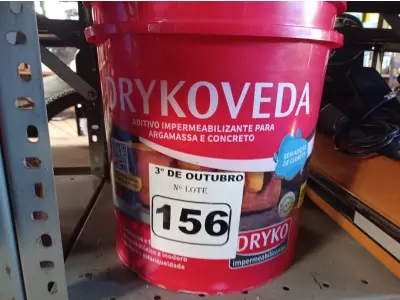 LOTE 156 - 01 BALDE DE DRYKOVEDA, ADITIVO IMPERMEABILIZANTE PARA CONCRETO E ARGAMASSA 18L. (NO ESTADO) ATENÇÃO! FAZER A VISITAÇÃO ANTES DE ARREMATAR, NÃO SABEMOS SE FUNCIONA. LEILÃO NÃO TEM GARANTIA E NEM DEVOLUÇÃO, SUJEITO A POSSÍVEIS AVARIAS VISÍVEIS/OCULTAS E/OU AUSÊNCIA DE COMPONENTES.