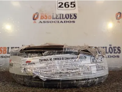 LOTE 265 - 01 ROLO DE CABO FLEXÍVEL 100M 1X 4MM NA COR PRETA(NOVO). (NO ESTADO) ATENÇÃO! FAZER A VISITAÇÃO ANTES DE ARREMATAR, NÃO SABEMOS SE FUNCIONA. LEILÃO NÃO TEM GARANTIA E NEM DEVOLUÇÃO, SUJEITO A POSSÍVEIS AVARIAS VISÍVEIS/OCULTAS E/OU AUSÊNCIA DE COMPONENTES.