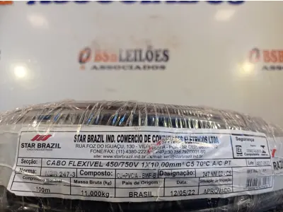 LOTE 305 - 01 ROLO DE CABO FLEXÍVEL 100M 1X 10MM NA COR PRETA(NOVO). (NO ESTADO) ATENÇÃO! FAZER A VISITAÇÃO ANTES DE ARREMATAR, NÃO SABEMOS SE FUNCIONA. LEILÃO NÃO TEM GARANTIA E NEM DEVOLUÇÃO, SUJEITO A POSSÍVEIS AVARIAS VISÍVEIS/OCULTAS E/OU AUSÊNCIA DE COMPONENTES.