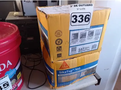 LOTE 336 - 02 CAIXAS DE SIKA TOP-100, REVESTIMENTO IMPERMEABILIZANTE SEMI-FLEXIVEL 18KG. (NO ESTADO) ATENÇÃO! FAZER A VISITAÇÃO ANTES DE ARREMATAR, NÃO SABEMOS SE FUNCIONA. LEILÃO NÃO TEM GARANTIA E NEM DEVOLUÇÃO, SUJEITO A POSSÍVEIS AVARIAS VISÍVEIS/OCULTAS E/OU AUSÊNCIA DE COMPONENTES.