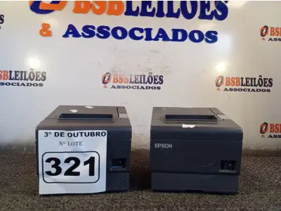 LOTE 321 - 02 IMPRESSORAS DE CUPOM NÃO FISCAL MARCAS EPSON. (NO ESTADO) ATENÇÃO! FAZER A VISITAÇÃO ANTES DE ARREMATAR, NÃO SABEMOS SE FUNCIONA. LEILÃO NÃO TEM GARANTIA E NEM DEVOLUÇÃO, SUJEITO A POSSÍVEIS AVARIAS VISÍVEIS/OCULTAS E/OU AUSÊNCIA DE COMPONENTES.