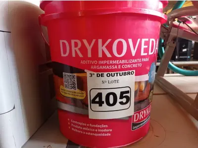 LOTE 405 - 01 BALDE DE DRYKOVEDA, ADITIVO IMPERMEABILIZANTE PARA CONCRETO E ARGAMASSA 18L. (NO ESTADO) ATENÇÃO! FAZER A VISITAÇÃO ANTES DE ARREMATAR, NÃO SABEMOS SE FUNCIONA. LEILÃO NÃO TEM GARANTIA E NEM DEVOLUÇÃO, SUJEITO A POSSÍVEIS AVARIAS VISÍVEIS/OCULTAS E/OU AUSÊNCIA DE COMPONENTES.