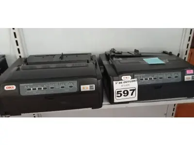 LOTE 597 - 02 IMPRESSORAS MATRICIAIS OKI MICROLINE 620. (NO ESTADO) ATENÇÃO! FAZER A VISITAÇÃO ANTES DE ARREMATAR, NÃO SABEMOS SE FUNCIONA. LEILÃO NÃO TEM GARANTIA E NEM DEVOLUÇÃO, SUJEITO A POSSÍVEIS AVARIAS VISÍVEIS/OCULTAS E/OU AUSÊNCIA DE COMPONENTES.