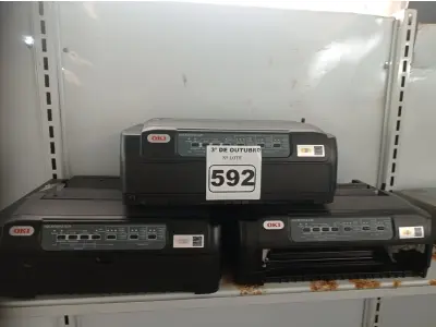 LOTE 592 - 03 IMPRESSORAS MATRICIAIS OKI MICROLINE 620. (NO ESTADO) ATENÇÃO! FAZER A VISITAÇÃO ANTES DE ARREMATAR, NÃO SABEMOS SE FUNCIONA. LEILÃO NÃO TEM GARANTIA E NEM DEVOLUÇÃO, SUJEITO A POSSÍVEIS AVARIAS VISÍVEIS/OCULTAS E/OU AUSÊNCIA DE COMPONENTES.