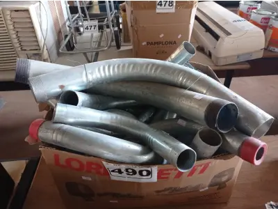 LOTE 490 - 01 LOTE COM VÁRIAS CURVAS GALVANIZADAS MARCAS E MODELOS DIVERSOS. (NO ESTADO) ATENÇÃO! FAZER A VISITAÇÃO ANTES DE ARREMATAR, NÃO SABEMOS SE FUNCIONA. LEILÃO NÃO TEM GARANTIA E NEM DEVOLUÇÃO, SUJEITO A POSSÍVEIS AVARIAS VISÍVEIS/OCULTAS E/OU AUSÊNCIA DE COMPONENTES.