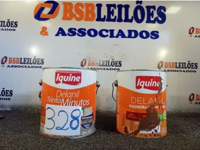 LOTE 328 - 02 GALÕES DE ESMALTE IQUINE MADEIRA E METAIS 3,6L SENDO 01 NA COR MARROM TABACO. (NO ESTADO) ATENÇÃO! FAZER A VISITAÇÃO ANTES DE ARREMATAR, NÃO SABEMOS SE FUNCIONA. LEILÃO NÃO TEM GARANTIA E NEM DEVOLUÇÃO, SUJEITO A POSSÍVEIS AVARIAS VISÍVEIS/OCULTAS E/OU AUSÊNCIA DE COMPONENTES.