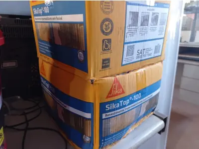 LOTE 336 - 02 CAIXAS DE SIKA TOP-100, REVESTIMENTO IMPERMEABILIZANTE SEMI-FLEXIVEL 18KG. (NO ESTADO) ATENÇÃO! FAZER A VISITAÇÃO ANTES DE ARREMATAR, NÃO SABEMOS SE FUNCIONA. LEILÃO NÃO TEM GARANTIA E NEM DEVOLUÇÃO, SUJEITO A POSSÍVEIS AVARIAS VISÍVEIS/OCULTAS E/OU AUSÊNCIA DE COMPONENTES.