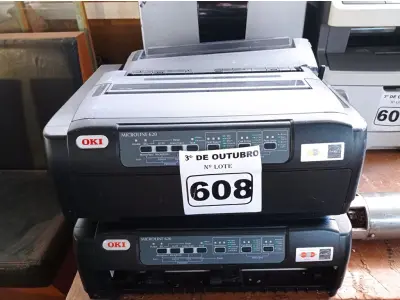 LOTE 608 - 02 IMPRESSORAS MATRICIAIS OKI MICROLINE 620. (NO ESTADO) ATENÇÃO! FAZER A VISITAÇÃO ANTES DE ARREMATAR, NÃO SABEMOS SE FUNCIONA. LEILÃO NÃO TEM GARANTIA E NEM DEVOLUÇÃO, SUJEITO A POSSÍVEIS AVARIAS VISÍVEIS/OCULTAS E/OU AUSÊNCIA DE COMPONENTES.