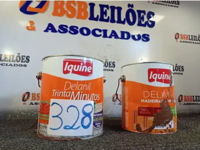 LOTE 328 - 02 GALÕES DE ESMALTE IQUINE MADEIRA E METAIS 3,6L SENDO 01 NA COR MARROM TABACO. (NO ESTADO) ATENÇÃO! FAZER A VISITAÇÃO ANTES DE ARREMATAR, NÃO SABEMOS SE FUNCIONA. LEILÃO NÃO TEM GARANTIA E NEM DEVOLUÇÃO, SUJEITO A POSSÍVEIS AVARIAS VISÍVEIS/OCULTAS E/OU AUSÊNCIA DE COMPONENTES.