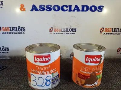 LOTE 328 - 02 GALÕES DE ESMALTE IQUINE MADEIRA E METAIS 3,6L SENDO 01 NA COR MARROM TABACO. (NO ESTADO) ATENÇÃO! FAZER A VISITAÇÃO ANTES DE ARREMATAR, NÃO SABEMOS SE FUNCIONA. LEILÃO NÃO TEM GARANTIA E NEM DEVOLUÇÃO, SUJEITO A POSSÍVEIS AVARIAS VISÍVEIS/OCULTAS E/OU AUSÊNCIA DE COMPONENTES.