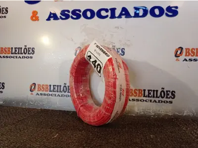 LOTE 140 - 01 ROLO DE CABO FLEXÍVEL 100M 1X4MM NA COR VERMELHA(NOVO). (NO ESTADO) ATENÇÃO! FAZER A VISITAÇÃO ANTES DE ARREMATAR, NÃO SABEMOS SE FUNCIONA. LEILÃO NÃO TEM GARANTIA E NEM DEVOLUÇÃO, SUJEITO A POSSÍVEIS AVARIAS VISÍVEIS/OCULTAS E/OU AUSÊNCIA DE COMPONENTES.