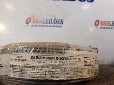 LOTE 100 - 01 ROLO DE CABO FLEXÍVEL 100M 1X4MM NA COR CINZA(NOVO). (NO ESTADO) ATENÇÃO! FAZER A VISITAÇÃO ANTES DE ARREMATAR, NÃO SABEMOS SE FUNCIONA. LEILÃO NÃO TEM GARANTIA E NEM DEVOLUÇÃO, SUJEITO A POSSÍVEIS AVARIAS VISÍVEIS/OCULTAS E/OU AUSÊNCIA DE COMPONENTES.