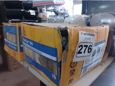 LOTE 276 - 02 CAIXAS DE SIKA TOP-100, REVESTIMENTO IMPERMEABILIZANTE SEMI-FLEXIVEL 18KG. (NO ESTADO) ATENÇÃO! FAZER A VISITAÇÃO ANTES DE ARREMATAR, NÃO SABEMOS SE FUNCIONA. LEILÃO NÃO TEM GARANTIA E NEM DEVOLUÇÃO, SUJEITO A POSSÍVEIS AVARIAS VISÍVEIS/OCULTAS E/OU AUSÊNCIA DE COMPONENTES.