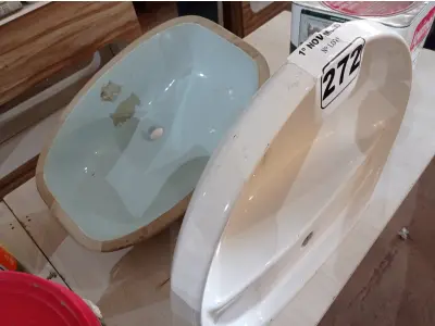 LOTE 272 - 02 CUBAS PARA LAVATÓRIO. (NO ESTADO) ATENÇÃO! FAZER A VISITAÇÃO ANTES DE ARREMATAR, NÃO SABEMOS SE FUNCIONA. LEILÃO NÃO TEM GARANTIA E NEM DEVOLUÇÃO, SUJEITO A POSSÍVEIS AVARIAS VISÍVEIS/OCULTAS E/OU AUSÊNCIA DE COMPONENTES.