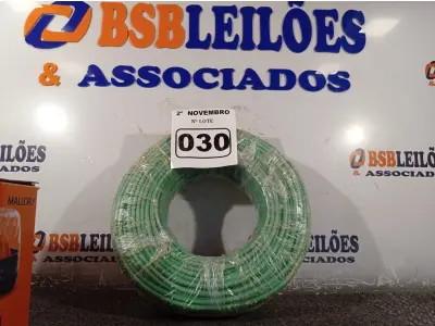 LOTE 030 - 01 ROLO DE CABO FLEXÍVEL 100M 1X10MM NA COR VERDE(NOVO). (NO ESTADO) ATENÇÃO! FAZER A VISITAÇÃO ANTES DE ARREMATAR, NÃO SABEMOS SE FUNCIONA. LEILÃO NÃO TEM GARANTIA E NEM DEVOLUÇÃO, SUJEITO A POSSÍVEIS AVARIAS VISÍVEIS/OCULTAS E/OU AUSÊNCIA DE COMPONENTES.