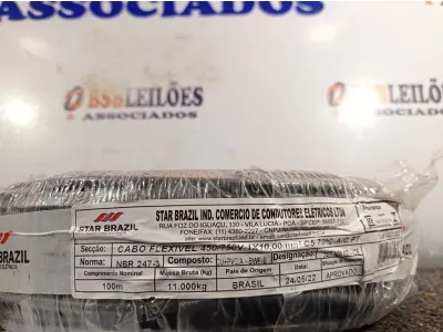 LOTE 290 - 01 ROLO DE CABO FLEXÍVEL 100M 1X10MM NA COR PRETA(NOVO). (NO ESTADO) ATENÇÃO! FAZER A VISITAÇÃO ANTES DE ARREMATAR, NÃO SABEMOS SE FUNCIONA. LEILÃO NÃO TEM GARANTIA E NEM DEVOLUÇÃO, SUJEITO A POSSÍVEIS AVARIAS VISÍVEIS/OCULTAS E/OU AUSÊNCIA DE COMPONENTES.