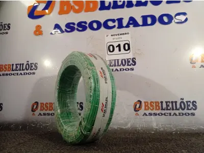 LOTE 010 - 01 ROLO DE CABO FLEXÍVEL 100M 1X4MM NA COR VERDE(NOVO). (NO ESTADO) ATENÇÃO! FAZER A VISITAÇÃO ANTES DE ARREMATAR, NÃO SABEMOS SE FUNCIONA. LEILÃO NÃO TEM GARANTIA E NEM DEVOLUÇÃO, SUJEITO A POSSÍVEIS AVARIAS VISÍVEIS/OCULTAS E/OU AUSÊNCIA DE COMPONENTES.