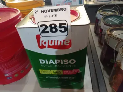 LOTE 285 - 01 LATA DE TINTA IQUINE DIAPISO 18L NA COR VERMELHA. (NO ESTADO) ATENÇÃO! FAZER A VISITAÇÃO ANTES DE ARREMATAR, NÃO SABEMOS SE FUNCIONA. LEILÃO NÃO TEM GARANTIA E NEM DEVOLUÇÃO, SUJEITO A POSSÍVEIS AVARIAS VISÍVEIS/OCULTAS E/OU AUSÊNCIA DE COMPONENTES.