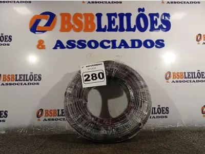 LOTE 280 - 01 ROLO DE CABO FLEXÍVEL 100M 1X10MM NA COR PRETA(NOVO). (NO ESTADO) ATENÇÃO! FAZER A VISITAÇÃO ANTES DE ARREMATAR, NÃO SABEMOS SE FUNCIONA. LEILÃO NÃO TEM GARANTIA E NEM DEVOLUÇÃO, SUJEITO A POSSÍVEIS AVARIAS VISÍVEIS/OCULTAS E/OU AUSÊNCIA DE COMPONENTES.