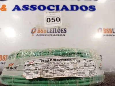 LOTE 050 - 01 ROLO DE CABO FLEXÍVEL 100M 1X10MM NA COR VERDE(NOVO). (NO ESTADO) ATENÇÃO! FAZER A VISITAÇÃO ANTES DE ARREMATAR, NÃO SABEMOS SE FUNCIONA. LEILÃO NÃO TEM GARANTIA E NEM DEVOLUÇÃO, SUJEITO A POSSÍVEIS AVARIAS VISÍVEIS/OCULTAS E/OU AUSÊNCIA DE COMPONENTES.