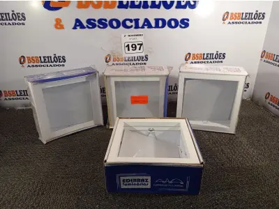 LOTE 197 - 04 LUMINÁRIAS DE EMBUTIR MARCAS EDIBRAZ (NO ESTADO) ATENÇÃO! FAZER A VISITAÇÃO ANTES DE ARREMATAR, NÃO SABEMOS SE FUNCIONA. LEILÃO NÃO TEM GARANTIA E NEM DEVOLUÇÃO, SUJEITO A POSSÍVEIS AVARIAS VISÍVEIS/OCULTAS E/OU AUSÊNCIA DE COMPONENTES.