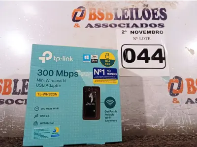 LOTE 044 - 01 ADAPTADOR WIRELESS TPLINK 300 MBPS. (NO ESTADO) ATENÇÃO! FAZER A VISITAÇÃO ANTES DE ARREMATAR, NÃO SABEMOS SE FUNCIONA. LEILÃO NÃO TEM GARANTIA E NEM DEVOLUÇÃO, SUJEITO A POSSÍVEIS AVARIAS VISÍVEIS/OCULTAS E/OU AUSÊNCIA DE COMPONENTES.