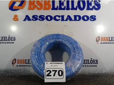 LOTE 270 - 01 ROLO DE CABO FLEXÍVEL 100M 1X10MM NA COR AZUL(NOVO). (NO ESTADO) ATENÇÃO! FAZER A VISITAÇÃO ANTES DE ARREMATAR, NÃO SABEMOS SE FUNCIONA. LEILÃO NÃO TEM GARANTIA E NEM DEVOLUÇÃO, SUJEITO A POSSÍVEIS AVARIAS VISÍVEIS/OCULTAS E/OU AUSÊNCIA DE COMPONENTES.