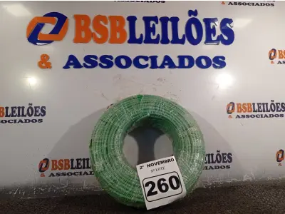 LOTE 260 - 01 ROLO DE CABO FLEXÍVEL 100M 1X10MM NA COR VERDE(NOVO). (NO ESTADO) ATENÇÃO! FAZER A VISITAÇÃO ANTES DE ARREMATAR, NÃO SABEMOS SE FUNCIONA. LEILÃO NÃO TEM GARANTIA E NEM DEVOLUÇÃO, SUJEITO A POSSÍVEIS AVARIAS VISÍVEIS/OCULTAS E/OU AUSÊNCIA DE COMPONENTES.