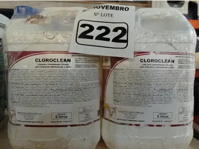 LOTE 222 - 20 LITROS DE CLOROCLEAN, LIMPADOR DESINFETANTE CLORADO PARA INDÚSTRIAS ALIMENTÍCIAS E AFINS. (NO ESTADO) ATENÇÃO! FAZER A VISITAÇÃO ANTES DE ARREMATAR, NÃO SABEMOS SE FUNCIONA. LEILÃO NÃO TEM GARANTIA E NEM DEVOLUÇÃO, SUJEITO A POSSÍVEIS AVARIAS VISÍVEIS/OCULTAS E/OU AUSÊNCIA DE COMPONENTES.