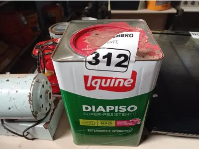 LOTE 312 - 01 LATA DE TINTA IQUINE DIAPISO 18L NA COR VERMELHA. (NO ESTADO) ATENÇÃO! FAZER A VISITAÇÃO ANTES DE ARREMATAR, NÃO SABEMOS SE FUNCIONA. LEILÃO NÃO TEM GARANTIA E NEM DEVOLUÇÃO, SUJEITO A POSSÍVEIS AVARIAS VISÍVEIS/OCULTAS E/OU AUSÊNCIA DE COMPONENTES.