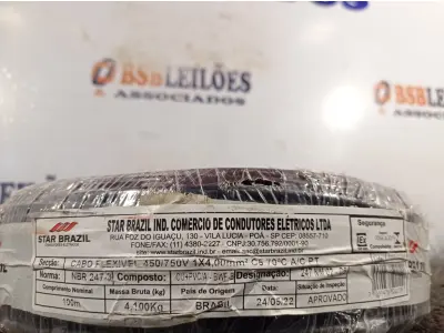 LOTE 210 - 01 ROLO DE CABO FLEXÍVEL 100M 1X4MM NA COR PRETA(NOVO). (NO ESTADO) ATENÇÃO! FAZER A VISITAÇÃO ANTES DE ARREMATAR, NÃO SABEMOS SE FUNCIONA. LEILÃO NÃO TEM GARANTIA E NEM DEVOLUÇÃO, SUJEITO A POSSÍVEIS AVARIAS VISÍVEIS/OCULTAS E/OU AUSÊNCIA DE COMPONENTES.