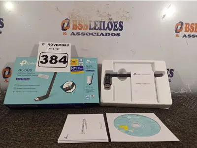 LOTE 384 - 01 ADAPTADOR WIRELESS TPLINK AC 600. (NO ESTADO) ATENÇÃO! FAZER A VISITAÇÃO ANTES DE ARREMATAR, NÃO SABEMOS SE FUNCIONA. LEILÃO NÃO TEM GARANTIA E NEM DEVOLUÇÃO, SUJEITO A POSSÍVEIS AVARIAS VISÍVEIS/OCULTAS E/OU AUSÊNCIA DE COMPONENTES.