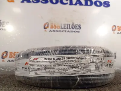 LOTE 340 - 01 ROLO DE CABO FLEXÍVEL 100M 1X10MM NA COR PRETA(NOVO). (NO ESTADO) ATENÇÃO! FAZER A VISITAÇÃO ANTES DE ARREMATAR, NÃO SABEMOS SE FUNCIONA. LEILÃO NÃO TEM GARANTIA E NEM DEVOLUÇÃO, SUJEITO A POSSÍVEIS AVARIAS VISÍVEIS/OCULTAS E/OU AUSÊNCIA DE COMPONENTES.