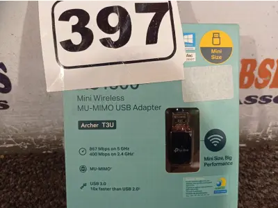 LOTE 397 - 01 ADAPTADOR WIRELESS TPLINK AC 1300. (NO ESTADO) ATENÇÃO! FAZER A VISITAÇÃO ANTES DE ARREMATAR, NÃO SABEMOS SE FUNCIONA. LEILÃO NÃO TEM GARANTIA E NEM DEVOLUÇÃO, SUJEITO A POSSÍVEIS AVARIAS VISÍVEIS/OCULTAS E/OU AUSÊNCIA DE COMPONENTES.