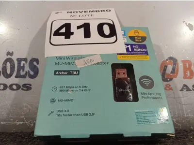 LOTE 410 - 01 ADAPTADOR WIRELESS TPLINK AC 1300. (NO ESTADO) ATENÇÃO! FAZER A VISITAÇÃO ANTES DE ARREMATAR, NÃO SABEMOS SE FUNCIONA. LEILÃO NÃO TEM GARANTIA E NEM DEVOLUÇÃO, SUJEITO A POSSÍVEIS AVARIAS VISÍVEIS/OCULTAS E/OU AUSÊNCIA DE COMPONENTES.