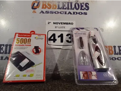 LOTE 413 - 01 APARADOR DE PELOS E 01 CARREGADOR PORTÁTIL. (NO ESTADO) ATENÇÃO! FAZER A VISITAÇÃO ANTES DE ARREMATAR, NÃO SABEMOS SE FUNCIONA. LEILÃO NÃO TEM GARANTIA E NEM DEVOLUÇÃO, SUJEITO A POSSÍVEIS AVARIAS VISÍVEIS/OCULTAS E/OU AUSÊNCIA DE COMPONENTES.