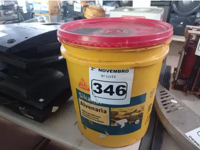 LOTE 346 - 01 BALDE DE SIKANOL ALVENARIA, ADITIVO PLASTIFICANTE PARA ARGAMASSA DE ASSENTAMENTO E REBOCO. (NO ESTADO) ATENÇÃO! FAZER A VISITAÇÃO ANTES DE ARREMATAR, NÃO SABEMOS SE FUNCIONA. LEILÃO NÃO TEM GARANTIA E NEM DEVOLUÇÃO, SUJEITO A POSSÍVEIS AVARIAS VISÍVEIS/OCULTAS E/OU AUSÊNCIA DE COMPONENTES.