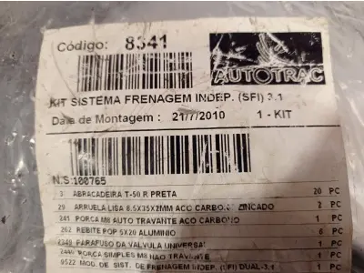 LOTE 393 - 01 KIT SISTEMA DE FRENAGEM INDEPENDENTE. (NO ESTADO) ATENÇÃO! FAZER A VISITAÇÃO ANTES DE ARREMATAR, NÃO SABEMOS SE FUNCIONA. LEILÃO NÃO TEM GARANTIA E NEM DEVOLUÇÃO, SUJEITO A POSSÍVEIS AVARIAS VISÍVEIS/OCULTAS E/OU AUSÊNCIA DE COMPONENTES.