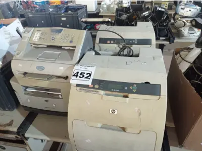 LOTE 452 - 01 APARELHO DE FAX E 03 IMPRESSORAS MARCAS E MODELOS DIVERSOS. (NO ESTADO) ATENÇÃO! FAZER A VISITAÇÃO ANTES DE ARREMATAR, NÃO SABEMOS SE FUNCIONA. LEILÃO NÃO TEM GARANTIA E NEM DEVOLUÇÃO, SUJEITO A POSSÍVEIS AVARIAS VISÍVEIS/OCULTAS E/OU AUSÊNCIA DE COMPONENTES.