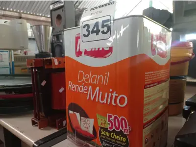 LOTE 345 - 01 LATA DE TINTA IQUINE DELANIL RENDE MUITO 18L BASE “C”. (NO ESTADO) ATENÇÃO! FAZER A VISITAÇÃO ANTES DE ARREMATAR, NÃO SABEMOS SE FUNCIONA. LEILÃO NÃO TEM GARANTIA E NEM DEVOLUÇÃO, SUJEITO A POSSÍVEIS AVARIAS VISÍVEIS/OCULTAS E/OU AUSÊNCIA DE COMPONENTES.