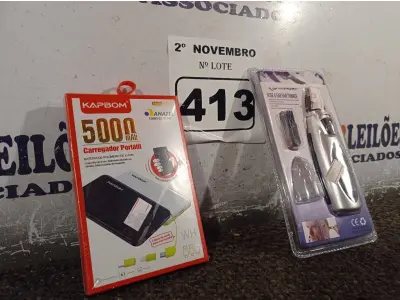 LOTE 413 - 01 APARADOR DE PELOS E 01 CARREGADOR PORTÁTIL. (NO ESTADO) ATENÇÃO! FAZER A VISITAÇÃO ANTES DE ARREMATAR, NÃO SABEMOS SE FUNCIONA. LEILÃO NÃO TEM GARANTIA E NEM DEVOLUÇÃO, SUJEITO A POSSÍVEIS AVARIAS VISÍVEIS/OCULTAS E/OU AUSÊNCIA DE COMPONENTES.