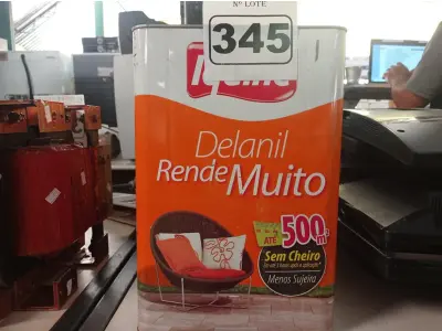 LOTE 345 - 01 LATA DE TINTA IQUINE DELANIL RENDE MUITO 18L BASE “C”. (NO ESTADO) ATENÇÃO! FAZER A VISITAÇÃO ANTES DE ARREMATAR, NÃO SABEMOS SE FUNCIONA. LEILÃO NÃO TEM GARANTIA E NEM DEVOLUÇÃO, SUJEITO A POSSÍVEIS AVARIAS VISÍVEIS/OCULTAS E/OU AUSÊNCIA DE COMPONENTES.