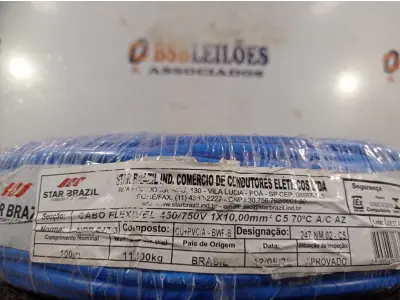 LOTE 020 - 01 ROLO DE CABO FLEXÍVEL 100M 1X10MM NA COR AZUL(NOVO). (NO ESTADO) ATENÇÃO! FAZER A VISITAÇÃO ANTES DE ARREMATAR, NÃO SABEMOS SE FUNCIONA. LEILÃO NÃO TEM GARANTIA E NEM DEVOLUÇÃO, SUJEITO A POSSÍVEIS AVARIAS VISÍVEIS/OCULTAS E/OU AUSÊNCIA DE COMPONENTES.